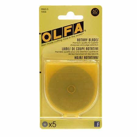 Olfa 60mm Replacement Rotary Blades - 5 pack - 091511500813 Quilting Notions